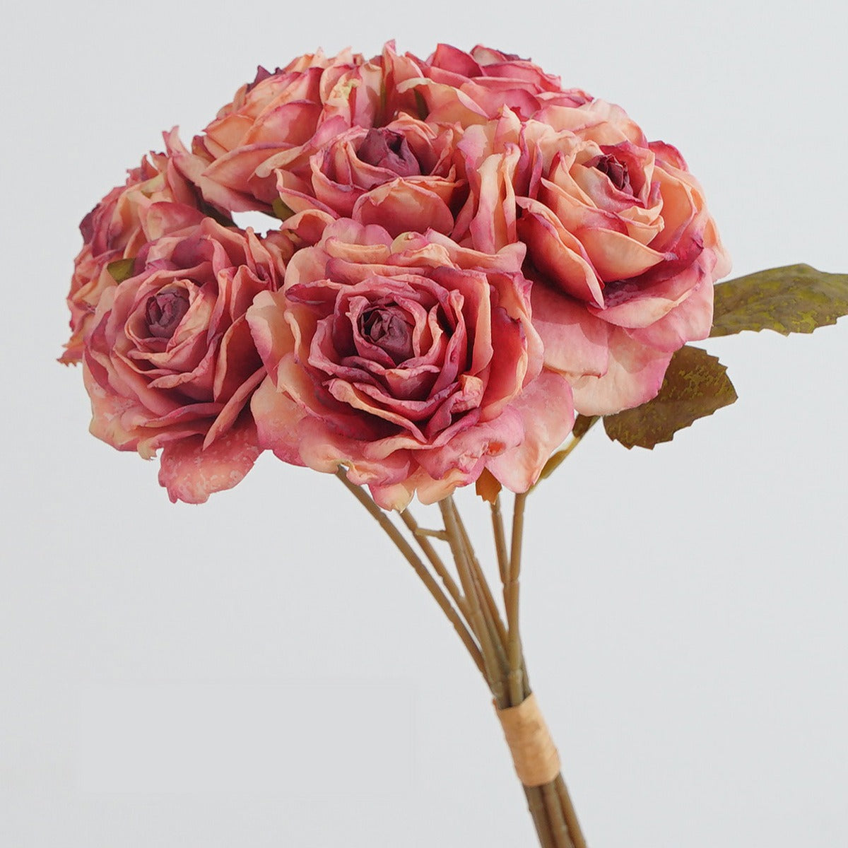 7-Blüten-Rosenstrauß, künstliche Vintage-Rosen, 35 cm, für Hochzeit, Dekoration, Innenraum