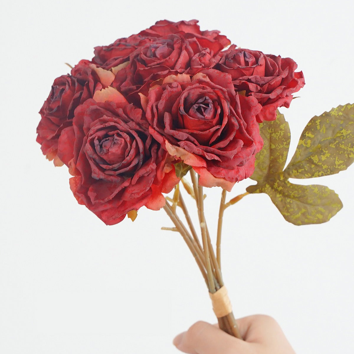 7-Blüten-Rosenstrauß, künstliche Vintage-Rosen, 35 cm, für Hochzeit, Dekoration, Innenraum
