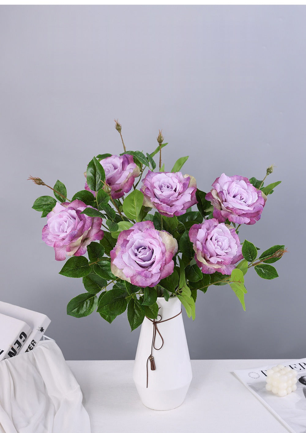 Künstliche Rose, Einzelstiel, 65 cm Höhe, 15 cm Blütendurchmesser, aus Seidenstoff, für Hochzeiten, Wohn- und Geschäftsräume