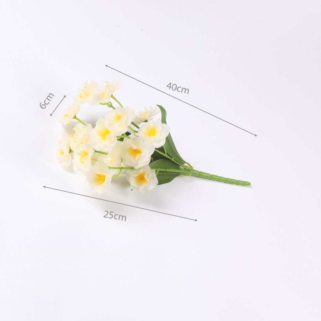 Künstlicher Flieder-Blumenstrauß mit 20 Blüten, 25 cm hoch, PU-Material, für Hochzeit, Dekoration, Büro, Zuhause