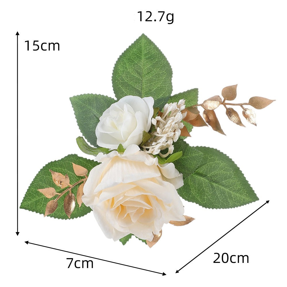 Künstliche Rosen, 3 Blüten, 24 cm, retro Design, Kunststoff, Hochzeits- und Schaufensterdekoration