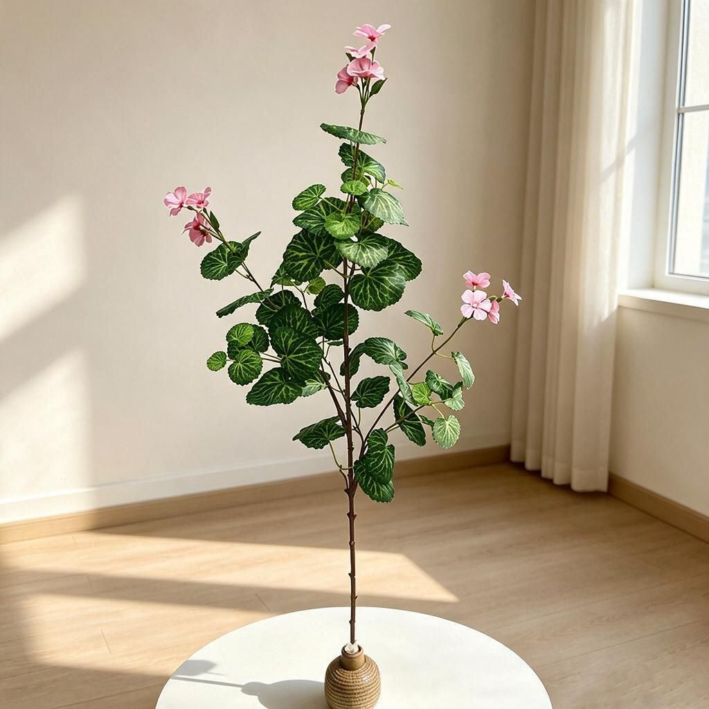 Künstliche Begonien-Blütenbusch, 100 cm, 36 Blüten, für Zuhause, Büro, Hochzeiten und Veranstaltungen