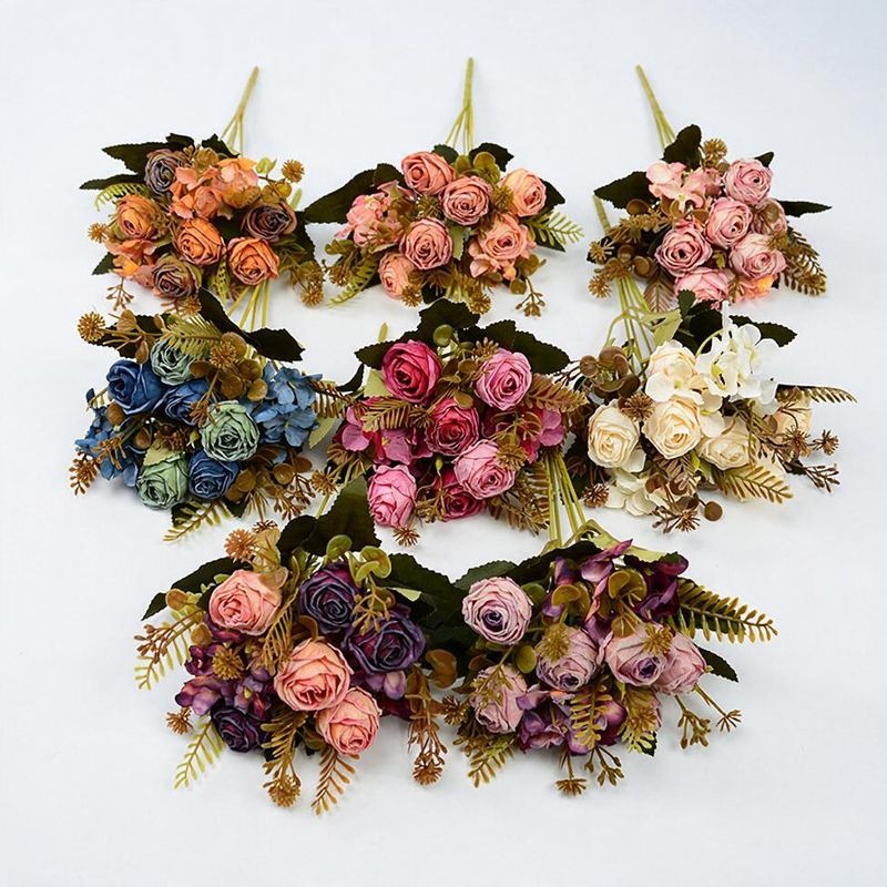 Künstliche Rosenstrauß, 6 Blüten, 30 cm hoch, aus Seidenstoff, für Hochzeiten, Zuhause und Gewerbe