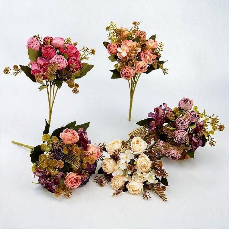Künstliche Rosenstrauß, 6 Blüten, 30 cm hoch, aus Seidenstoff, für Hochzeiten, Zuhause und Gewerbe