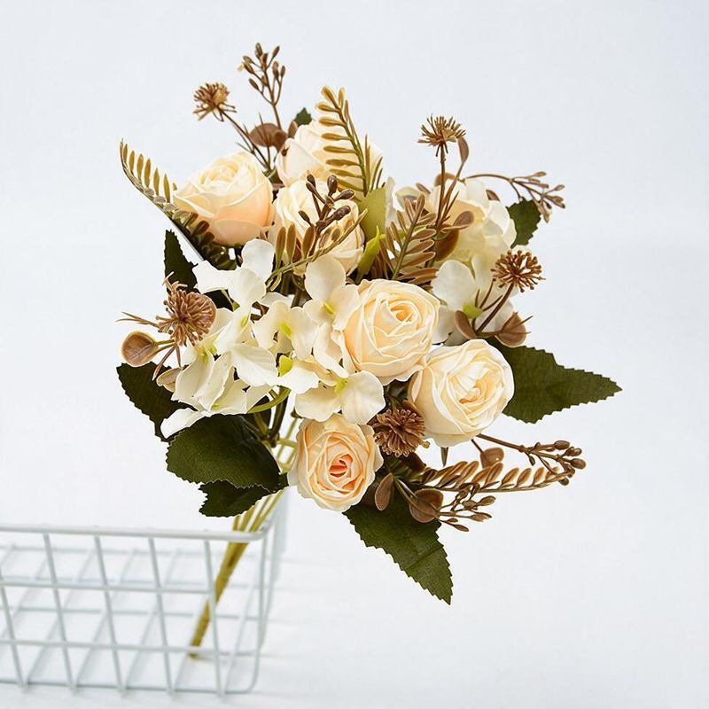 Künstliche Rosenstrauß, 6 Blüten, 30 cm hoch, aus Seidenstoff, für Hochzeiten, Zuhause und Gewerbe