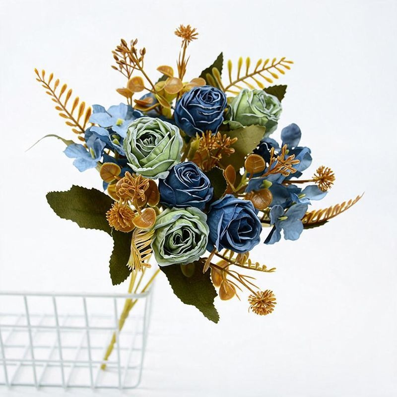 Künstliche Rosenstrauß, 6 Blüten, 30 cm hoch, aus Seidenstoff, für Hochzeiten, Zuhause und Gewerbe