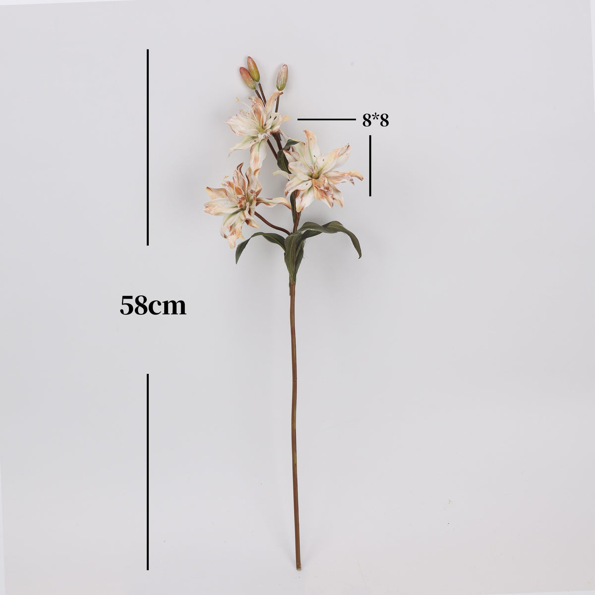 58 cm Lilienbusch aus Seidenstoff, 3 Blüten, klassische Retro-Optik, für Hochzeiten, Wohnaccessoires und kommerzielle Räume