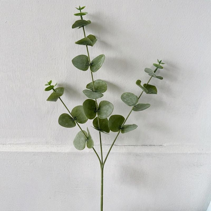 3 Stiele künstliche Eukalyptusblätter, 45 cm, PE/PVC, für Wohnraum, Hochzeiten, Feiertage