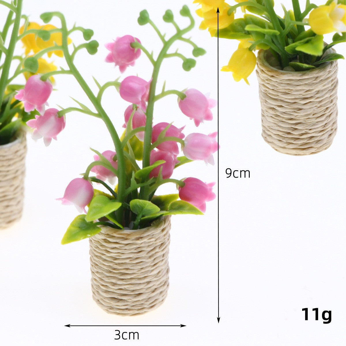 Miniatur-Maiglöckchen Pflanze im Topf, 10 cm hoch, Kunststoff (PE/PVC), für Wohnaccessoires und Szenengestaltung