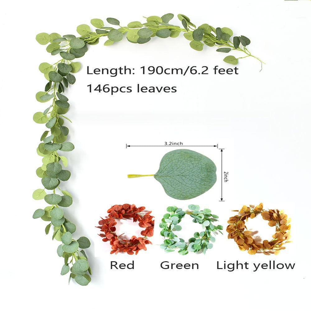 Künstliche Eukalyptus-Ranke mit 146 Blättern, 190 cm Länge, für Hochzeitsdekoration und Inneneinrichtung