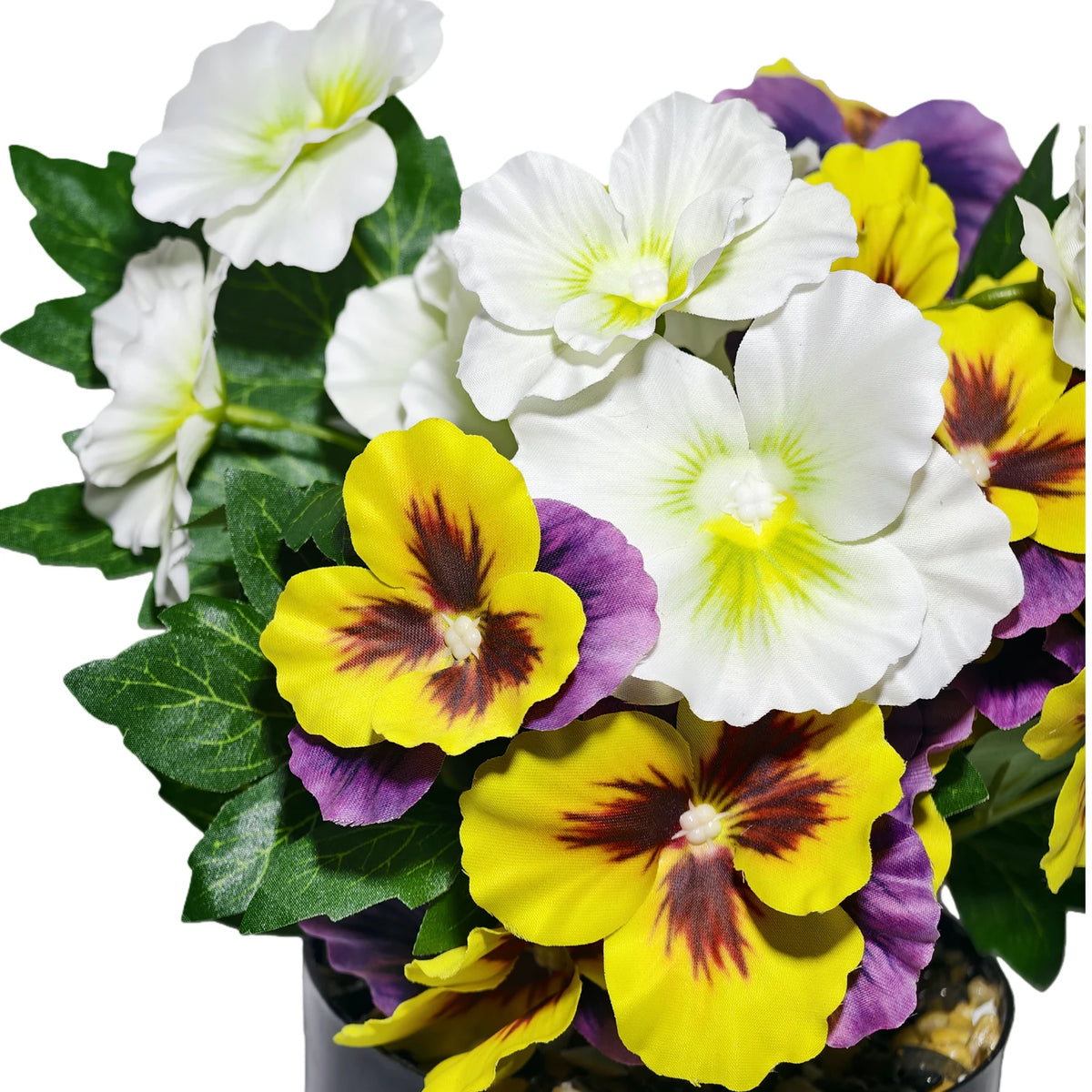 28 cm künstlicher Stiefmütterchen-Blumentopf, Polyester-Stoff, für Innendekoration und Gewerbe