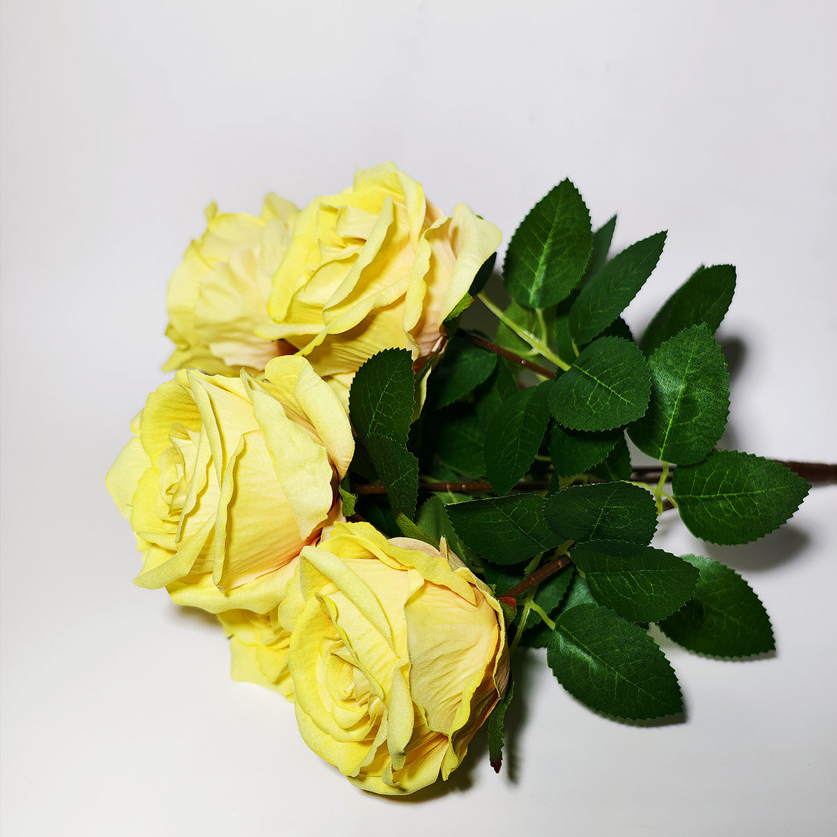 Künstliche Rose Busch mit 6 Blüten, 40 cm Höhe, seidenartiger Stoff, für Hochzeiten und Innendekoration