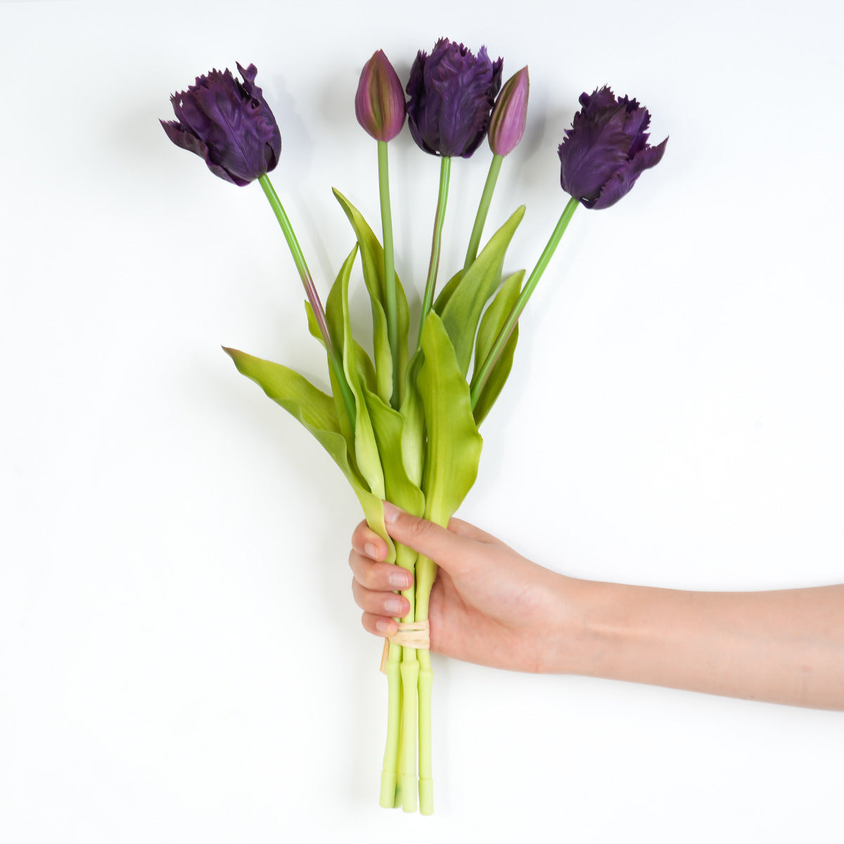 Künstliche Tulpen, 5 Blüten, 40 cm Höhe, Latex-Material für realistische Optik, Innendekoration, Hochzeiten, Geschäftsräume