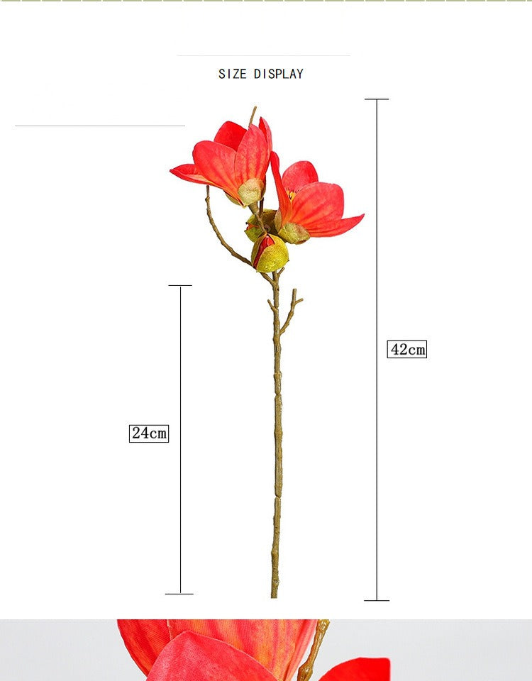 Künstliche Kapokblüte, einzelner Stiel mit 4 Blüten, 42 cm Höhe, aus Seidenstoff, für Innendekoration