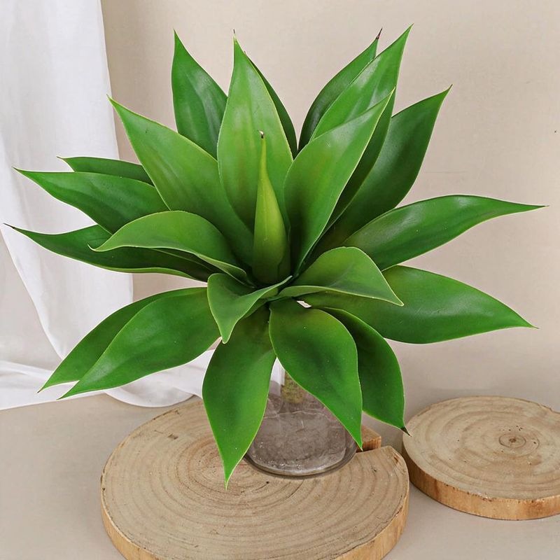 Künstliche Agave, 46 cm, Einzelstiel mit 22 Blättern, PE/PVC, für Innen- und Außenbereich, nordisches Design