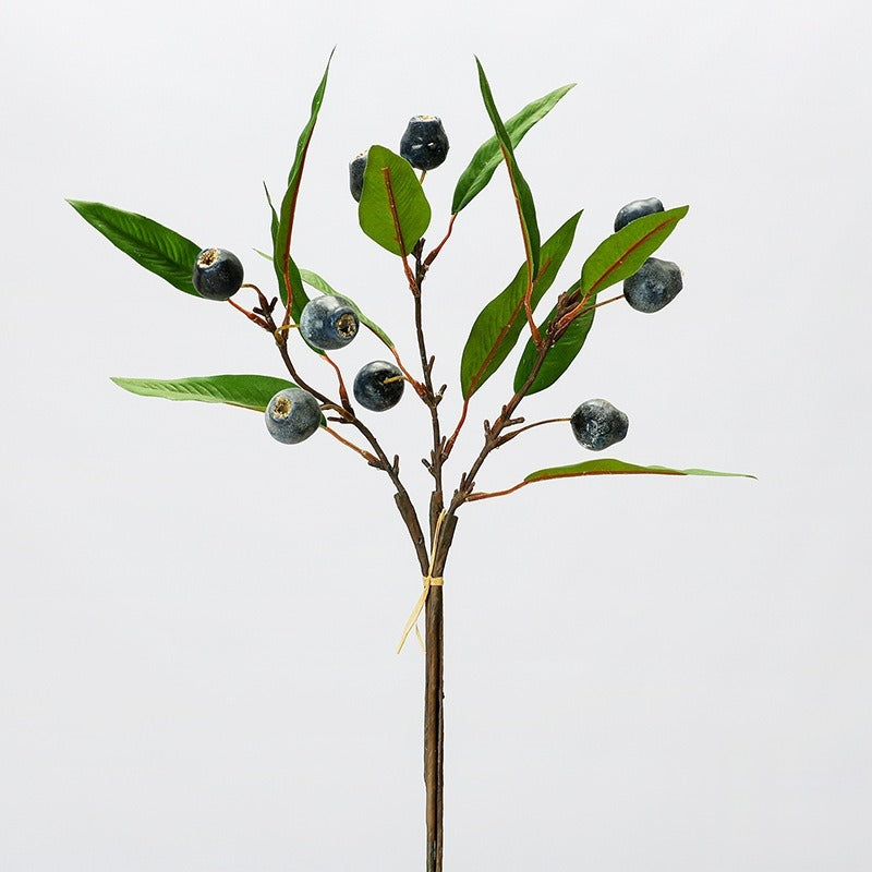 Künstlicher Obstbaum-Zweig mit Blättern, 45 cm, 9 Blätter, Buschform, für Hochzeiten, Innendekoration und kommerzielle Räume