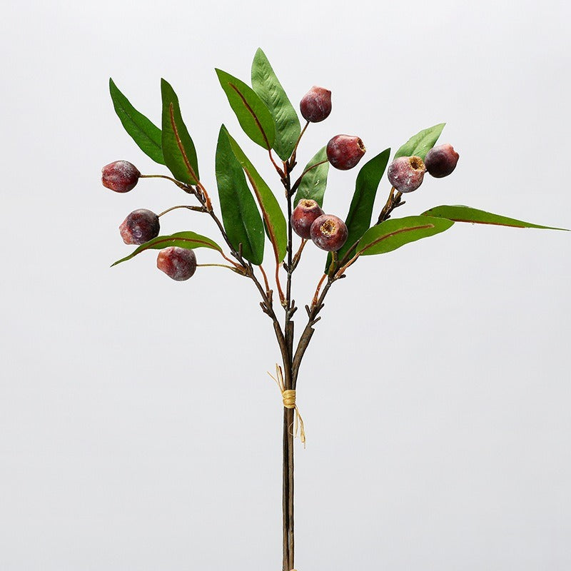 Künstlicher Obstbaum-Zweig mit Blättern, 45 cm, 9 Blätter, Buschform, für Hochzeiten, Innendekoration und kommerzielle Räume