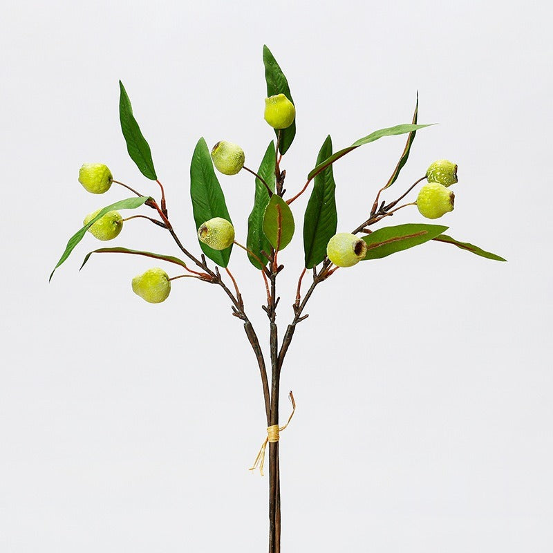 Künstlicher Obstbaum-Zweig mit Blättern, 45 cm, 9 Blätter, Buschform, für Hochzeiten, Innendekoration und kommerzielle Räume