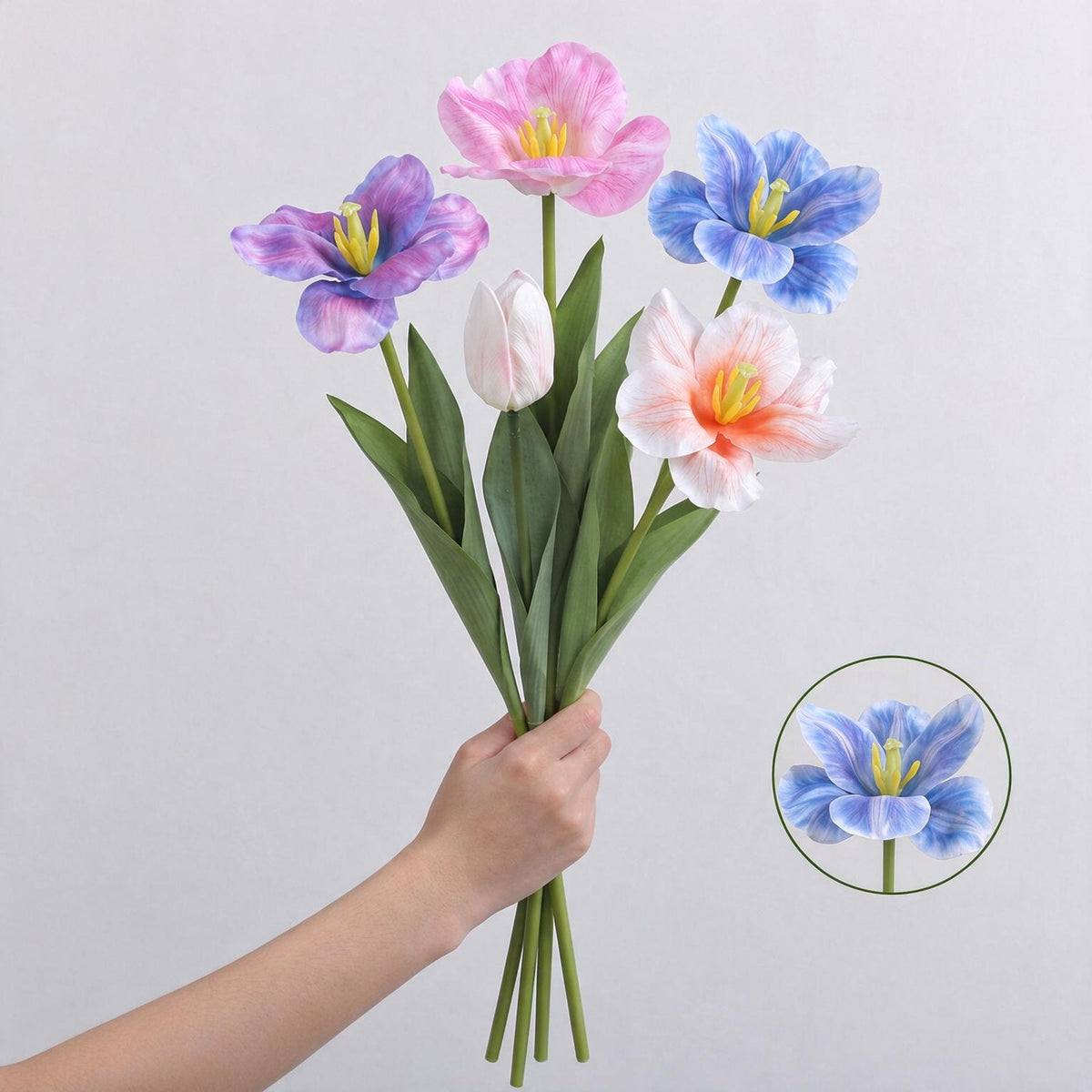 Künstliche Tulpe aus PU, einzelner Stiel mit 1 Blüte, 65 cm hoch, 10 cm Blütendurchmesser, für Hochzeiten und Wohnaccessoires