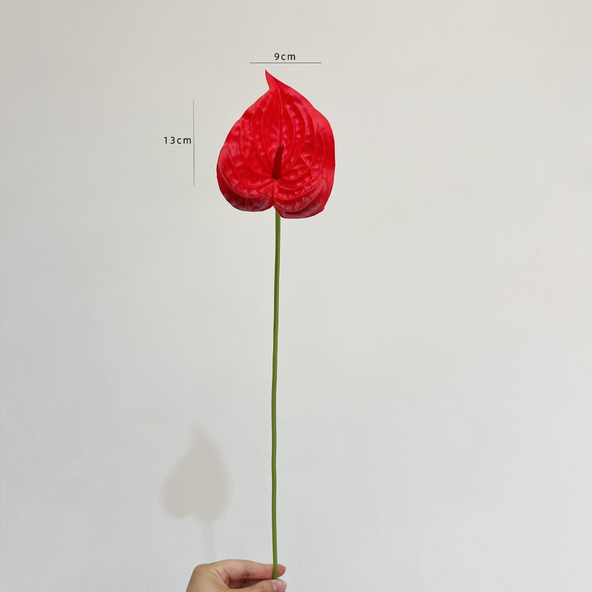 PU Anthurium-Einzelstiel, 56 cm, realistisch, für Hochzeiten, Wohn- und Geschäftsräume