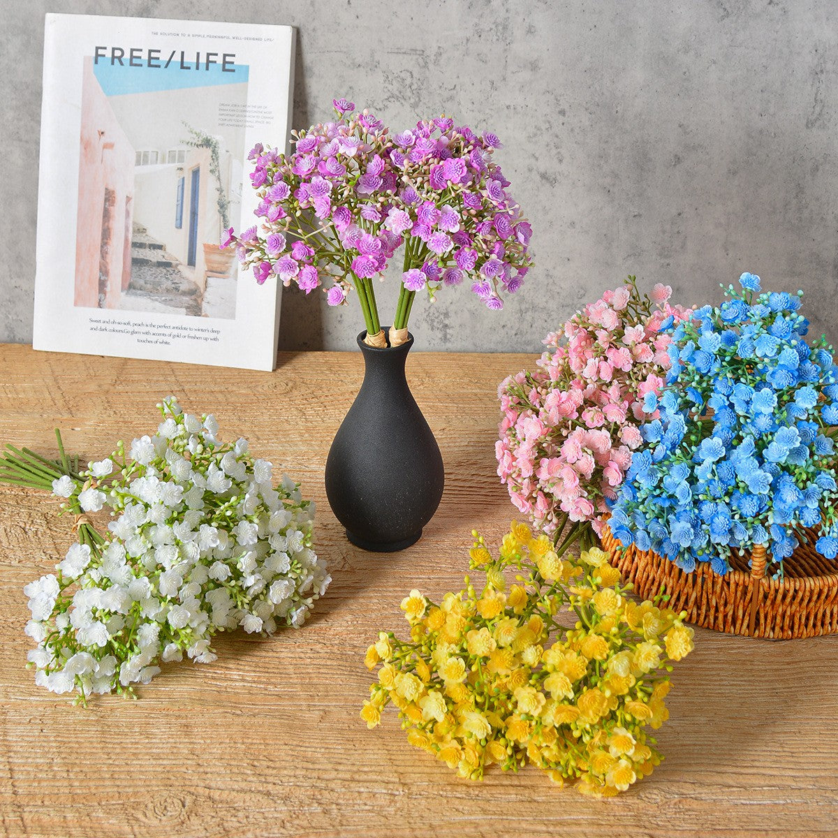Künstlicher Baby's Breath Blumenstrauß, 30 cm hoch, aus Kunststoff und Seidenstoff für Hochzeiten und Innendekoration