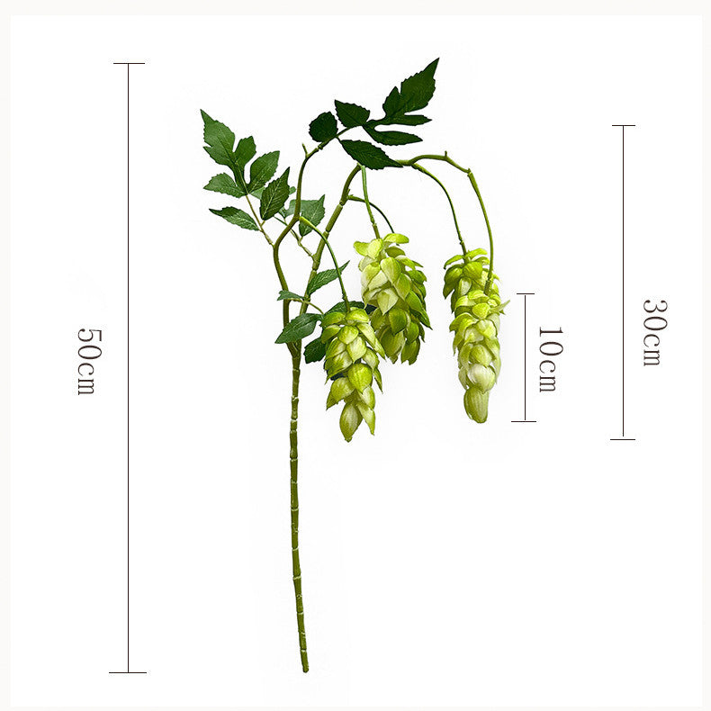 Künstliche Hopfenblüte, einzelner Stiel mit 5 Blüten, 50 cm Höhe, PU-Material, für Hochzeiten und Dekoration