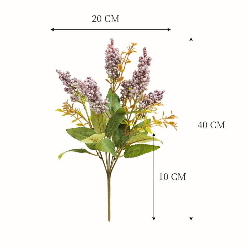Künstliche Wildbeeren-Busch mit 7 Blüten, 40 cm hoch, aus Schaumstoff für Wohnraum und Gewerbe