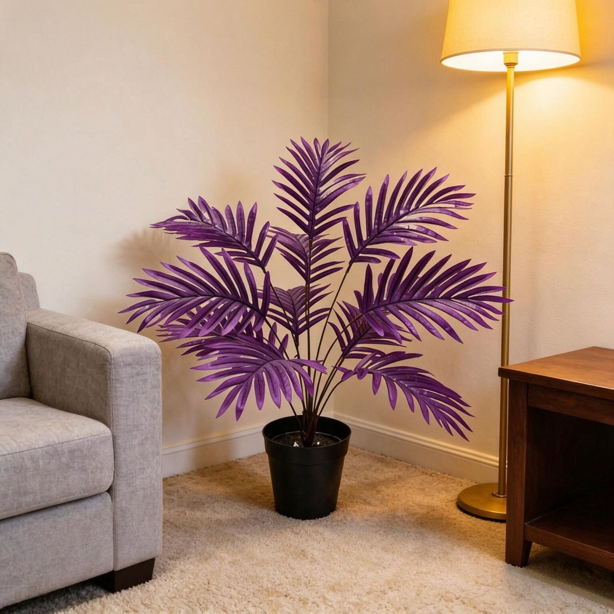 Künstliche Arecapalme mit 12 Blättern, 67 cm, PE/PVC-Material, für Innen- und Außenbereich