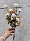 Künstliche Chrysanthemen & Schleierkraut Bouquet, 42 cm hoch, Seidenstoff-Blumen für Wohnaccessoires & Hochzeiten