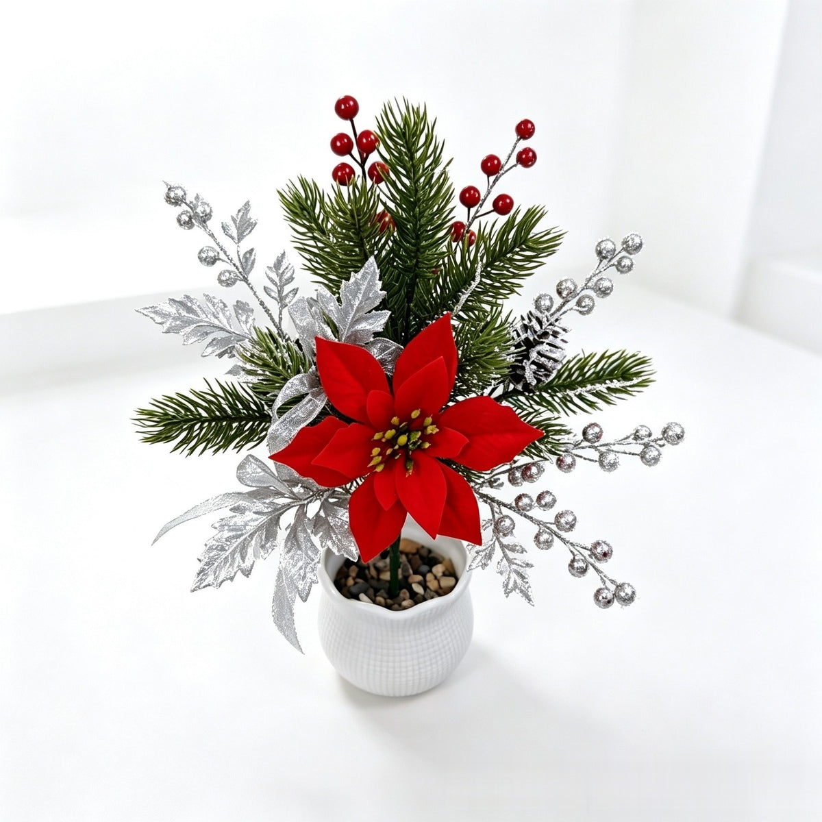 2 künstliche Weihnachtssterne, 36 cm hoch, aus Seidenstoff, für Hochzeiten, Geschäftsräume und Zuhause