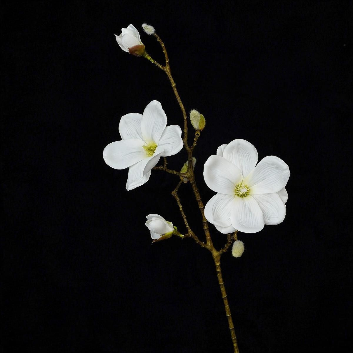 Künstliche Magnolien-Zweig mit 4 Blüten, 69 cm Höhe, einzeln, für Hochzeiten und Innendekoration