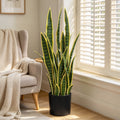 70 cm künstliche Sansevieria in Topf, fertig bepflanzt mit Kunststoff-Blumentopf, 15 biegsame Stämme, UV-beständig, für Innen- und Außenbereich