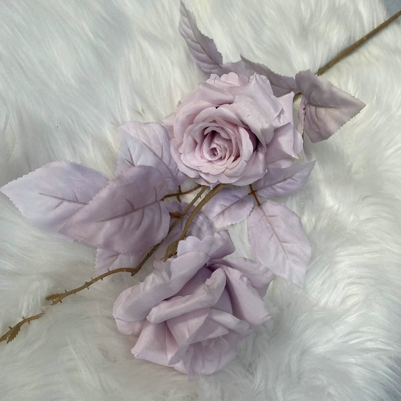 Künstliche Iris-Rose, 1 Stiel mit 2 Blüten, 80 cm Höhe, aus Seidenstoff, für Hochzeiten und Wohnaccessoires