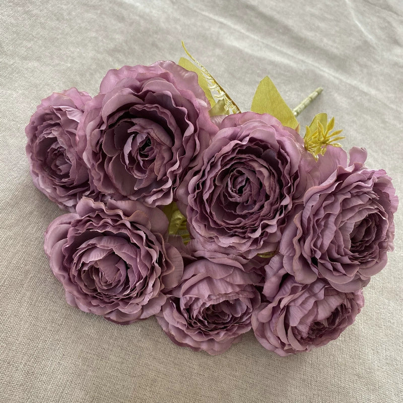 Künstliche Pfingstrosen-Strauß, 40 cm hoch mit 7 Blüten, aus Seidenstoff für Hochzeiten und Innendekoration