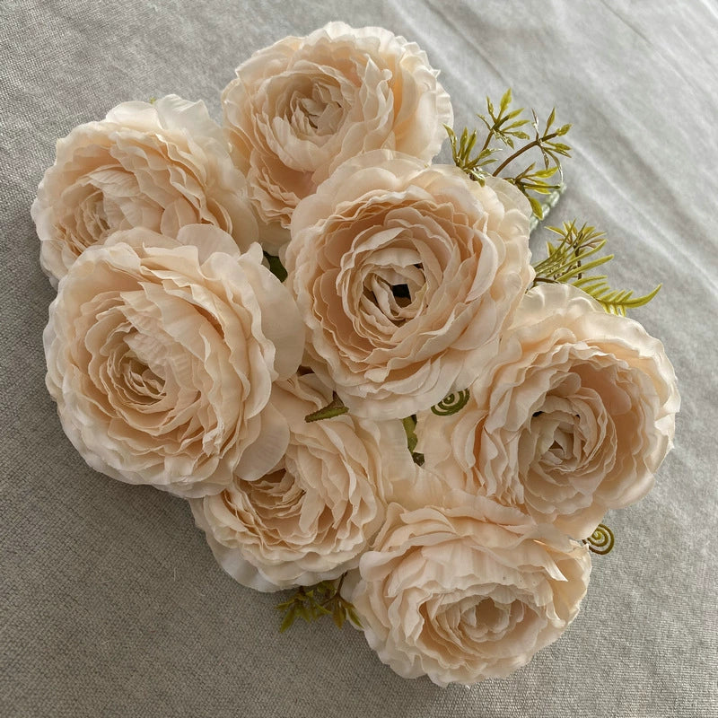 Künstliche Pfingstrosen-Strauß, 40 cm hoch mit 7 Blüten, aus Seidenstoff für Hochzeiten und Innendekoration