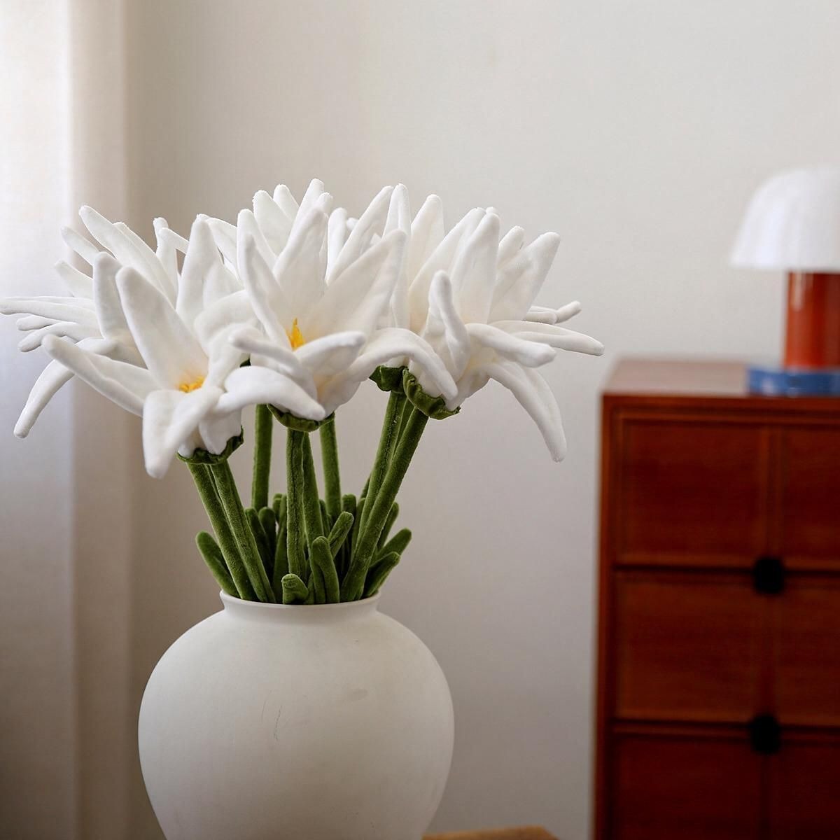 Künstliche Lilie aus Samtstoff, einzelner Stiel mit 1 Blüte, 50 cm Höhe, für Hochzeiten, Innenraumdekor und Büro