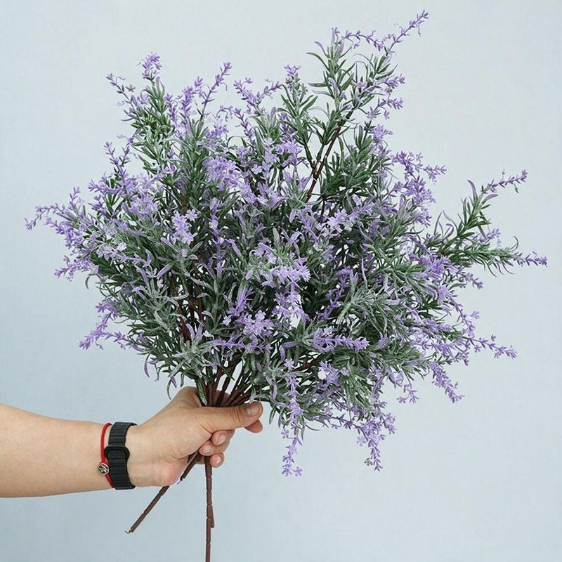 Künstlicher Lavendel-Zweig mit Rosmarin-Gras, 47 cm, für Hochzeiten, Innen- und Außendekoration