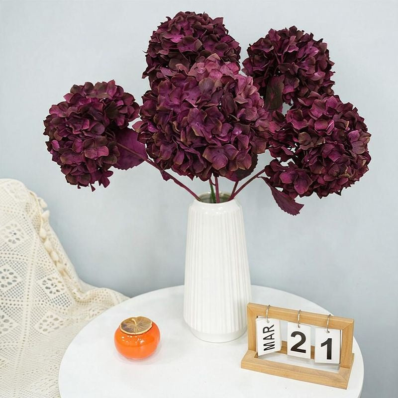 Künstliche Hortensie mit gebranntem Rand, einzelner Stiel, 71 cm, retro Stil für Hochzeiten und Innendekoration