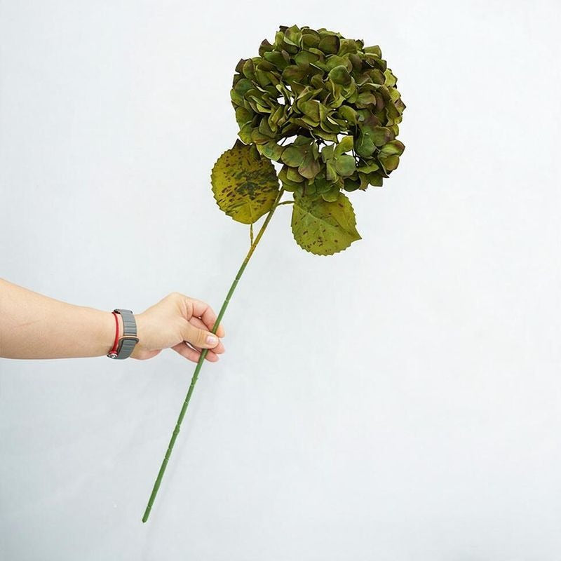 Künstliche Hortensie mit gebranntem Rand, einzelner Stiel, 71 cm, retro Stil für Hochzeiten und Innendekoration