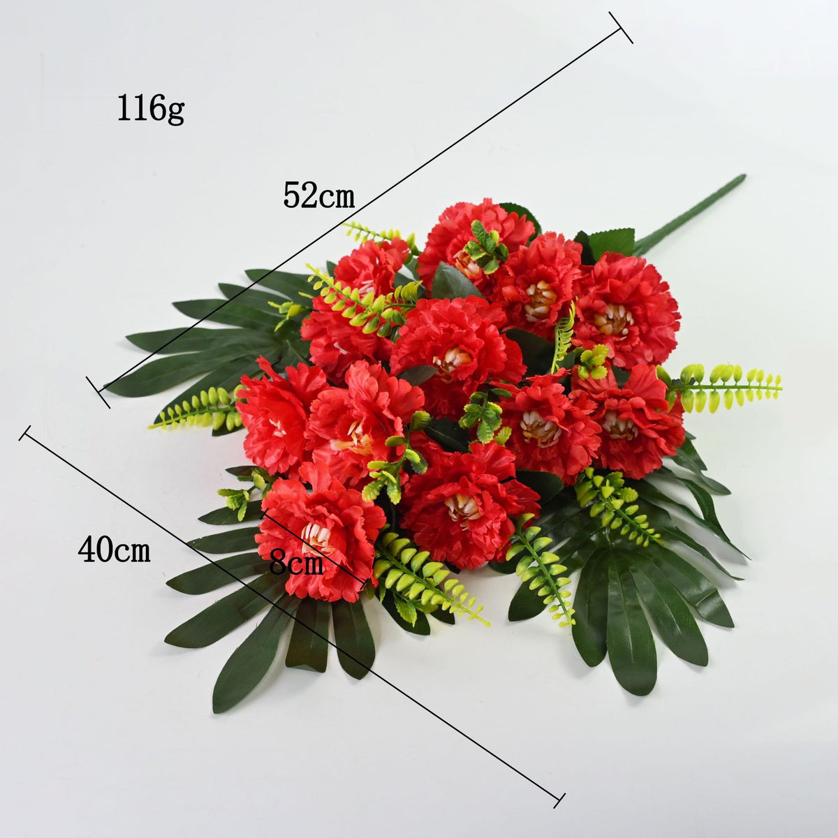Künstliche Pfingstrosen Strauß, 12 Blüten, 52 cm Höhe, aus Seidenstoff, für Hochzeiten und Innendekoration