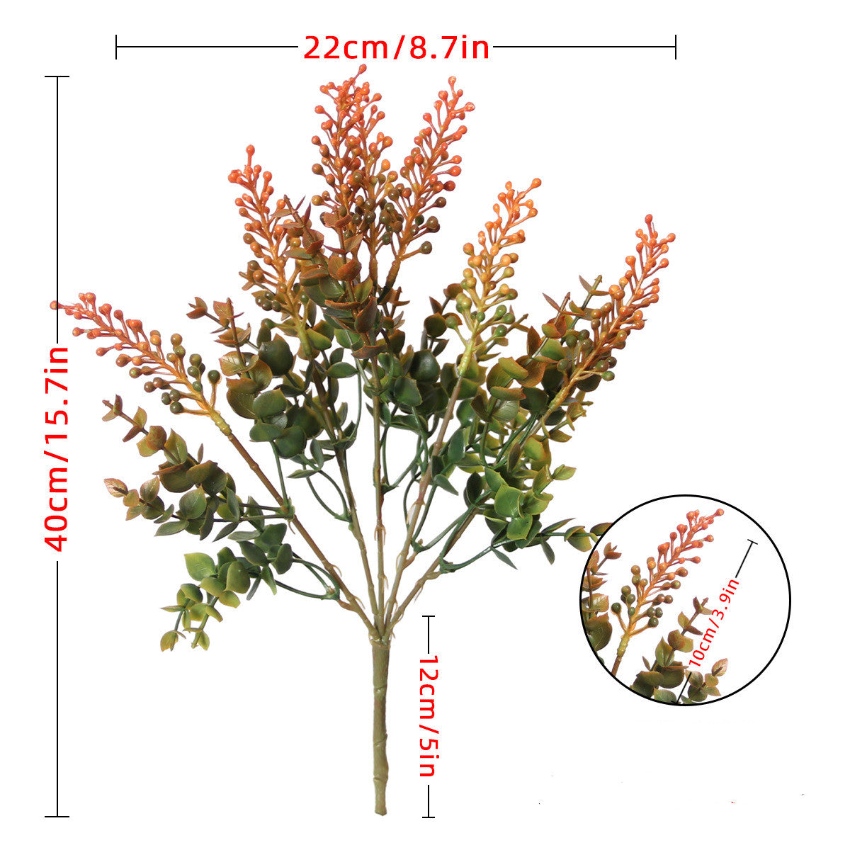Künstliche Eukalyptus-Pflanze, 40 cm, UV-beständig, für Innen- und Außenbereich, realistische Dekoration