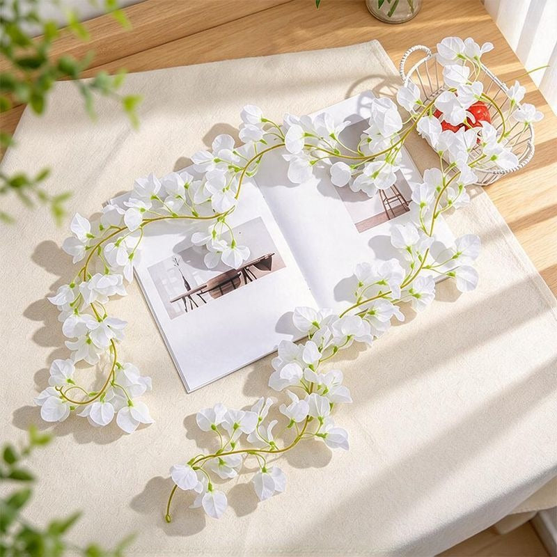 Künstliche Bougainvillea Blütenranke, Girlande aus Kunststoff mit 135 Blütenköpfen, 180 cm lang, für Hochzeit, Hotel & Schaufenster
