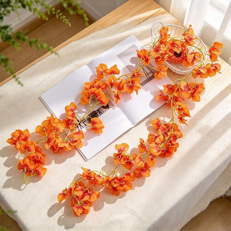 Künstliche Bougainvillea Blütenranke, Girlande aus Kunststoff mit 135 Blütenköpfen, 180 cm lang, für Hochzeit, Hotel & Schaufenster