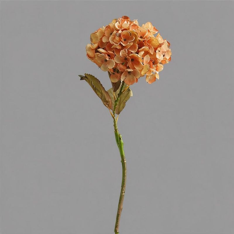 Künstliche Hortensie Einzelstiel, Vintage-Stil, Kunstseide, 1 Blüte, Kunstblume für Vitrine, Wohnraum und Festdekoration