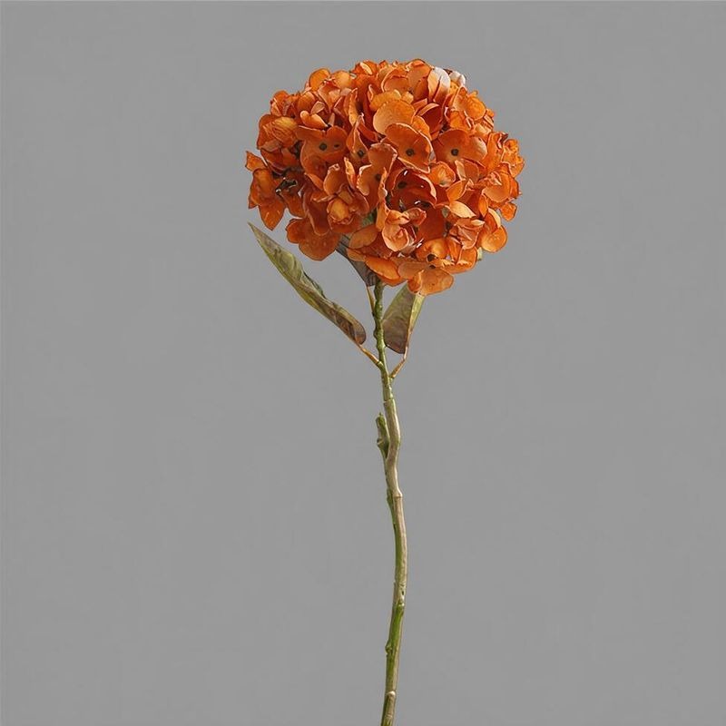 Künstliche Hortensie Einzelstiel, Vintage-Stil, Kunstseide, 1 Blüte, Kunstblume für Vitrine, Wohnraum und Festdekoration