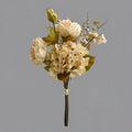 Kunstblumen Pfingstrosen-Hortensien-Bouquet, 3 Blütenköpfe, Kunstseide, Herbstfarben, für Wohnung, Büro und Schaufenster