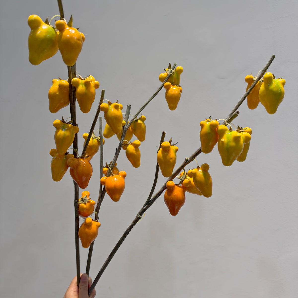 Kunstpflanze Goldfrucht-Bündel, Kunststoff, 10 Früchte, 70 cm, für Hochzeit, Hotel und Heimdekoration