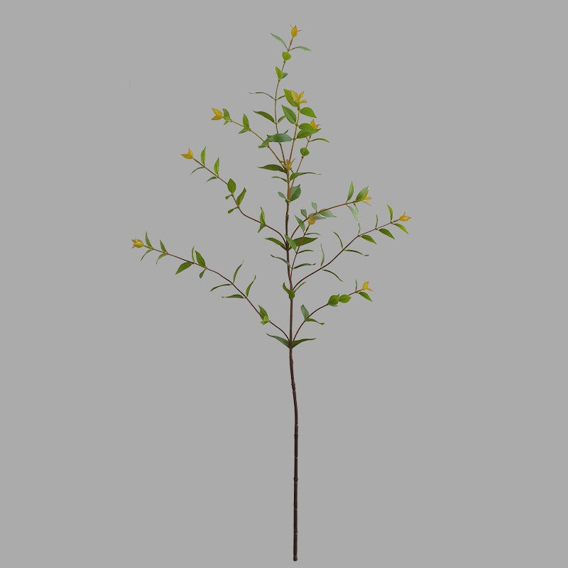 Künstlicher Eukalyptus Zweig mit spitzen Blättern, Kunstseide-Optik, Einzelzweig 83 cm, für Wohnzimmer, Hochzeit und Schaufenster
