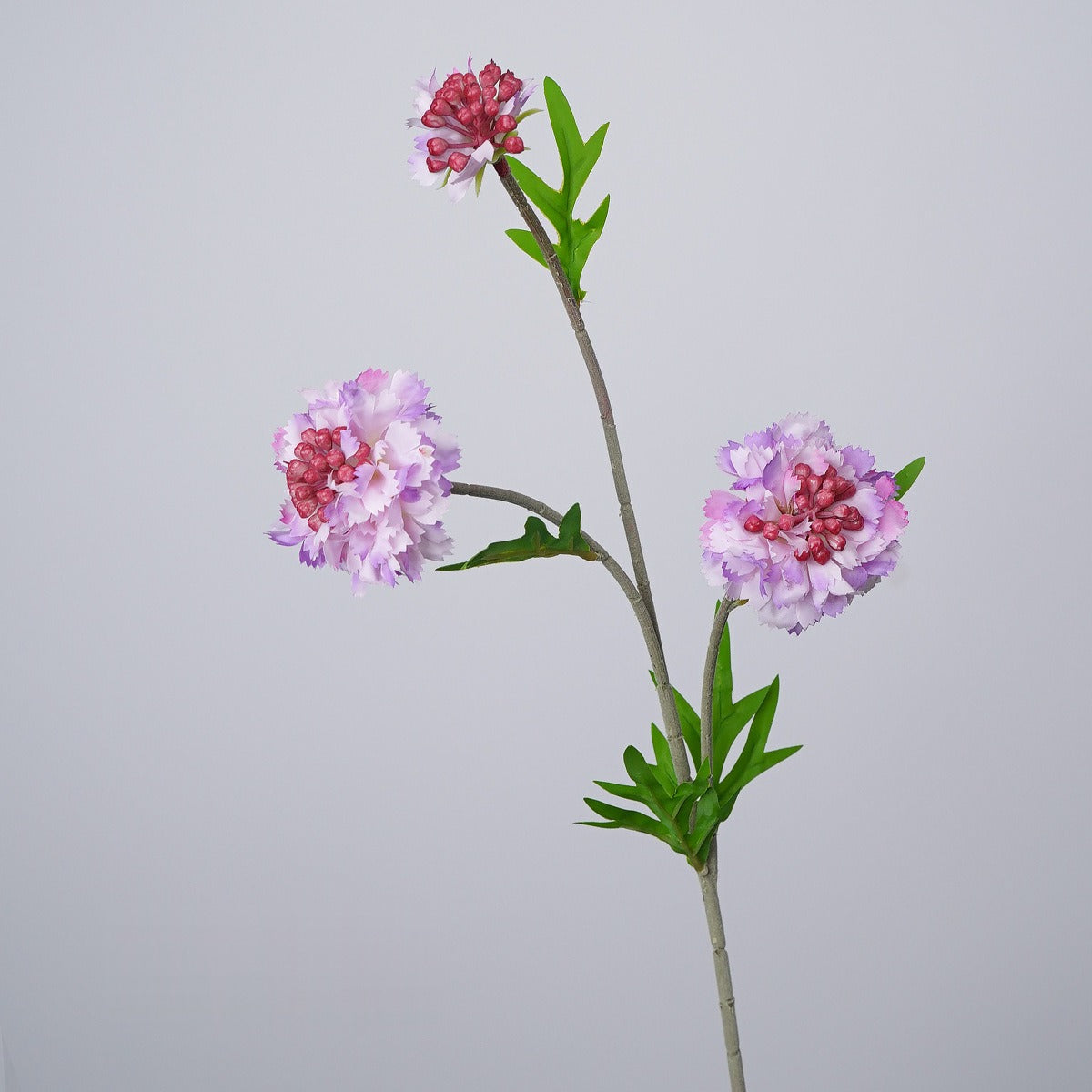 Kunstblumen Skabiose, Nelke & Margerite, Blumenbusch mit 3 Blütenköpfen, 57 cm, Polyester-Mischmaterial, für Hochzeit & Gewerbe