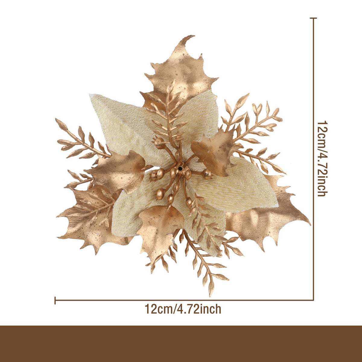 Künstliche Goldstaub-Blüte, 12 cm Durchmesser, Weihnachtsdekoration, DIY-Deko, einzeln